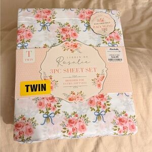 Floral Twin Sheet Set - Pink and White